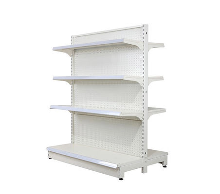 قفسه های سوپر مارکت / فروشگاه قفسه های فلزی دو طرفه 4 لایه رنگ سفید